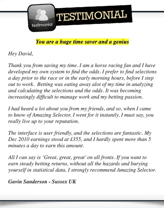 Amazing Selector testimonial mobile 3