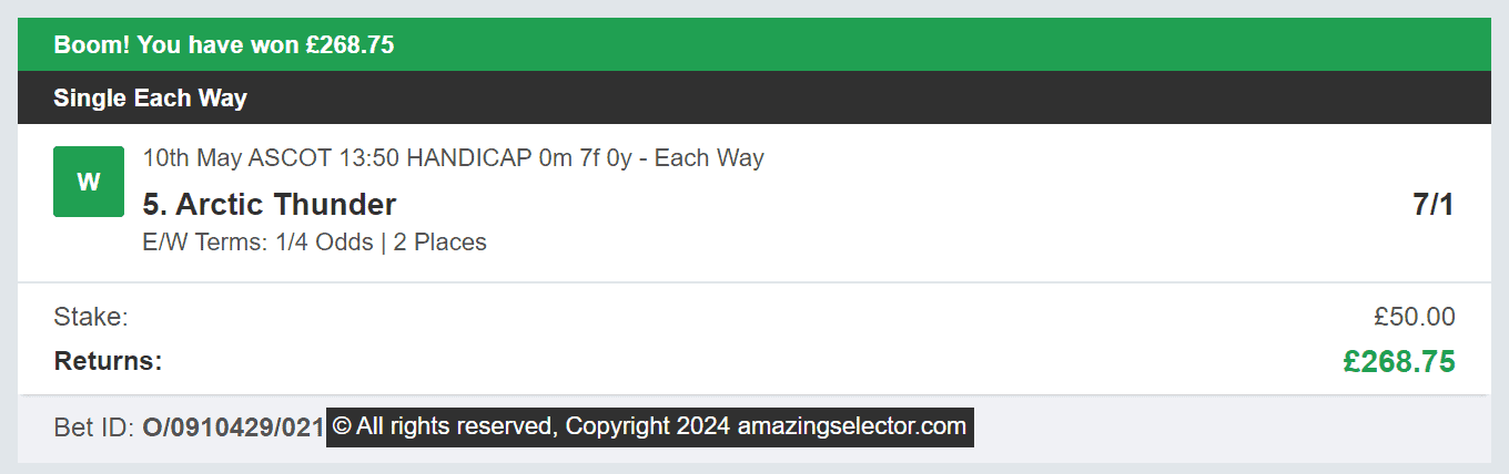 Amazing Selector - Winner 1 - 2024-05-10