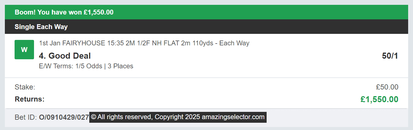 Amazing Selector - Winner 2 - 2025-01-01